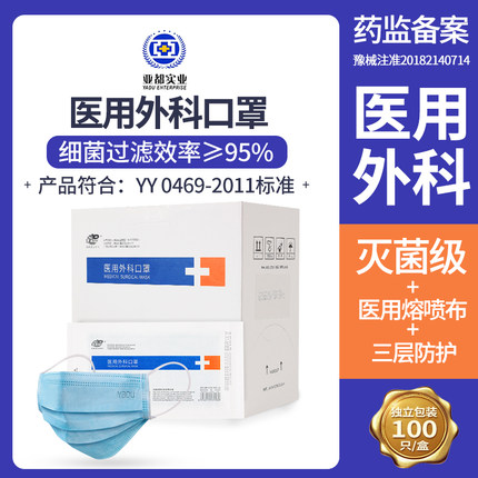 亞都成人滅菌一次性醫(yī)用外科口罩圖片3