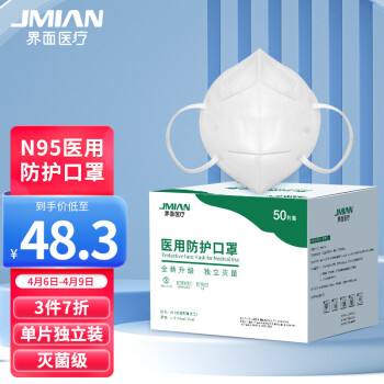 界面折疊式滅菌級(jí)N95一次性醫(yī)用防護(hù)口罩圖片2