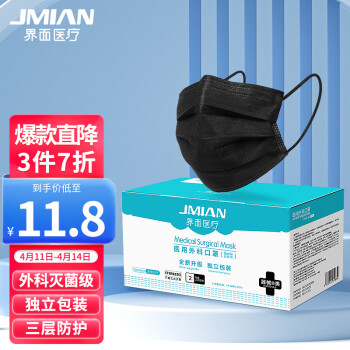 界面滅菌級黑色一次性醫(yī)用外科口罩圖片2
