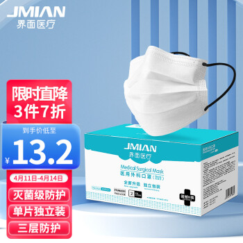 界面醫(yī)療黑色耳帶滅菌級(jí)一次性醫(yī)用外科口罩圖片1