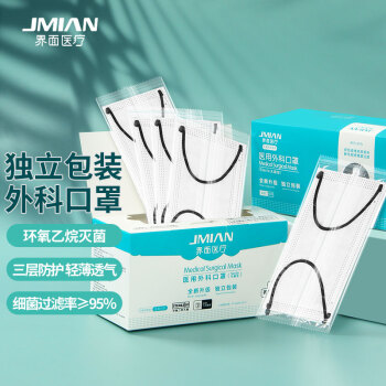 界面醫(yī)療黑色耳帶滅菌級(jí)一次性醫(yī)用外科口罩圖片2