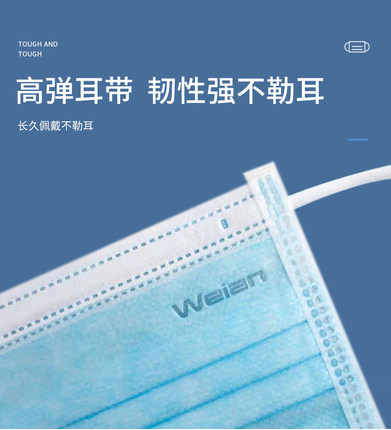 衛(wèi)安平面掛耳式醫(yī)用外科口罩圖片1