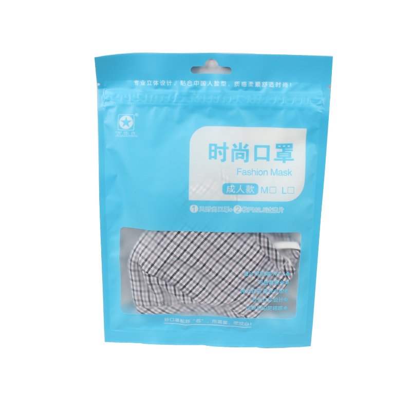 藍(lán)星灰格耳戴式成人棉布口罩圖片4