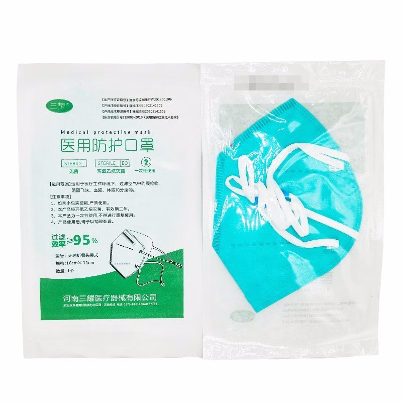 三耀折疊頭戴式醫(yī)用防護口罩頭戴式N95口罩圖片2