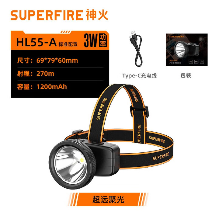 神火HL55-A升級款長續(xù)航戶外多用頭燈圖片1