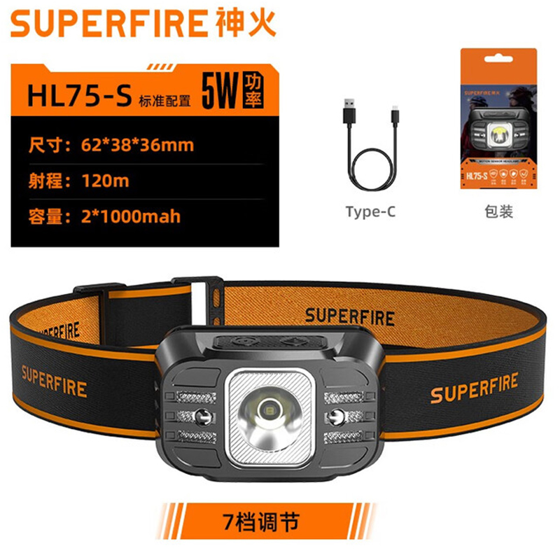 神火HL75-S便攜式長(zhǎng)續(xù)航感應(yīng)頭燈圖片1