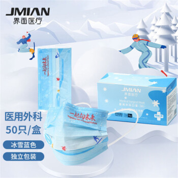 界面冰雪藍(lán)滅菌級(jí)一次性醫(yī)用外科口罩