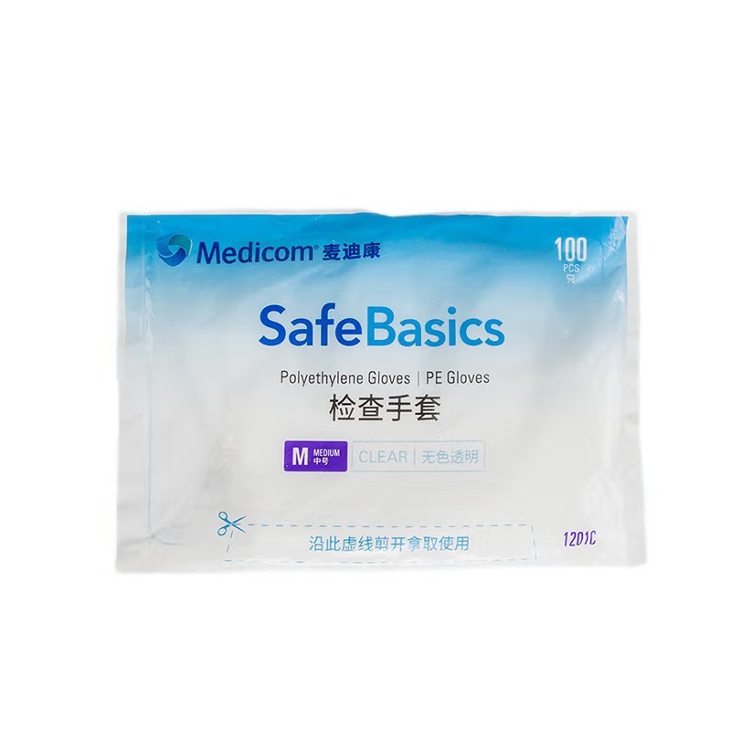 麥迪康1201C無(wú)粉PE檢查手套M