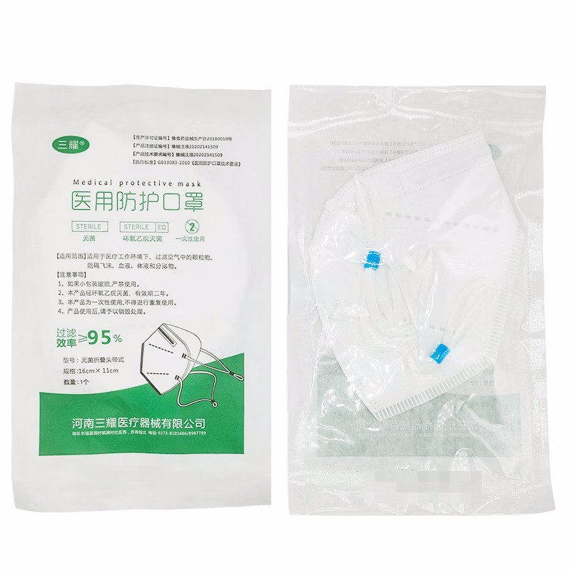三耀折疊頭戴式醫(yī)用防護口罩頭戴式N95口罩