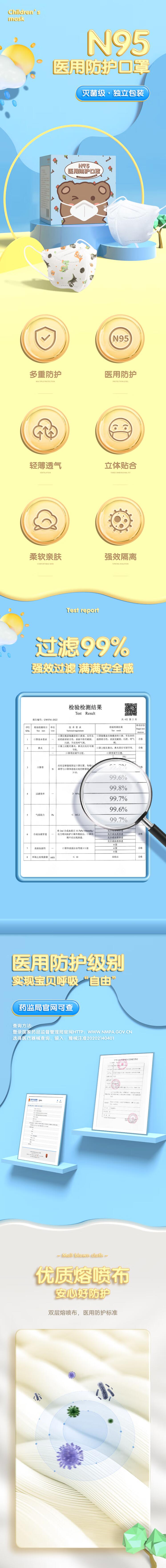 美仕康N95級滅菌醫(yī)用防護(hù)兒童口罩圖片1