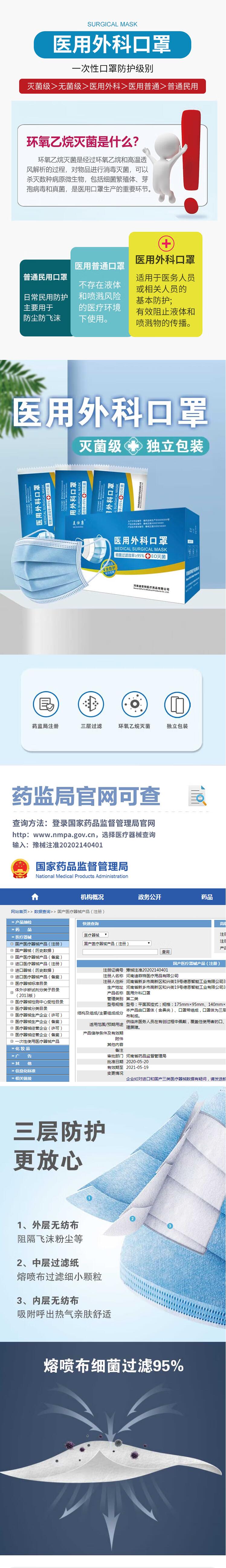 美仕康滅菌級獨(dú)立包裝醫(yī)用外科口罩圖片1