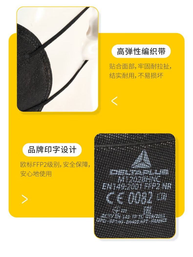 代爾塔104206 M1202VBWC折疊帶閥頭戴式FFP2級(jí)活性炭防塵口罩5