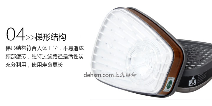 3M6001i-CN濾毒盒梯形結(jié)構(gòu)，人體工程學