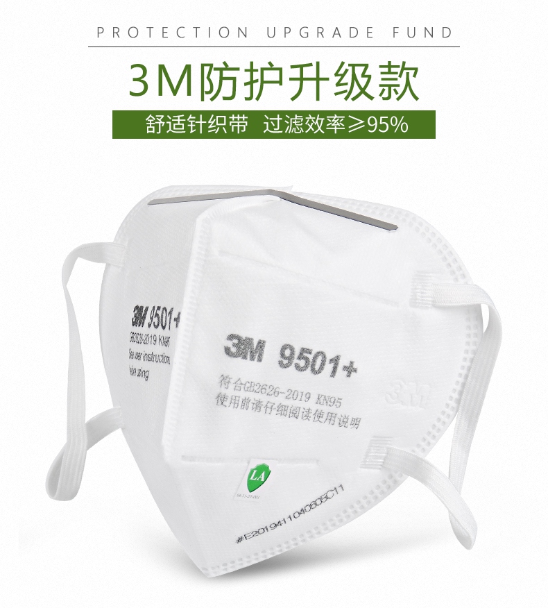 3M9501+雙片裝KN95防塵口罩升級防護(hù)